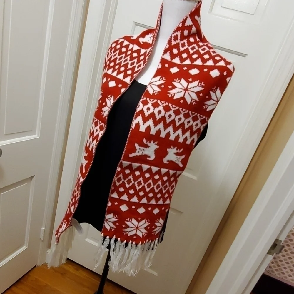 Scarf & head band red/white one size